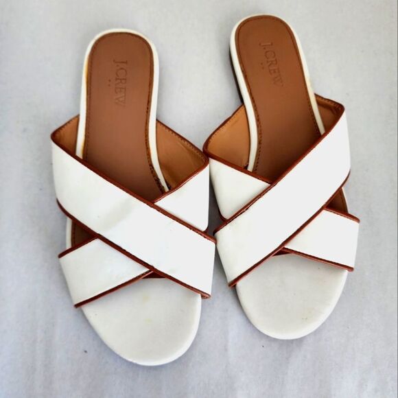 J. Crew Ivory Criss Cross Slide Sandals Size 7 - Picture 1 of 5
